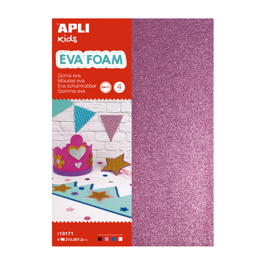 APLI Kids Paillettes de mousse EVA A4 blanc, noir, rouge et bleu |  PaperCenter